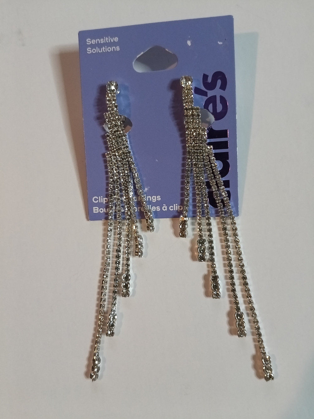 Claire's Silver Rhinestone Dangle Earrings